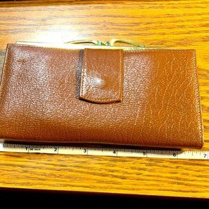 Vintage Brown Leather Carlo Kiss Lock Wallet